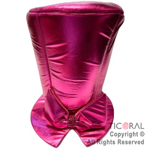 SOMBRERO GALERON METAL LISO CON MOÑO FUCSIA x 1
